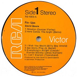 Bowie David  Pinups  kansi VG- levy VG+ Käytetty LP