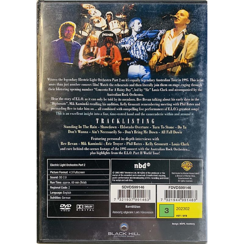 DVD - Electric Light Orchestra part 2 DVD Live in Australia access all areas  kansi EX levy EX Käytetty DVD
