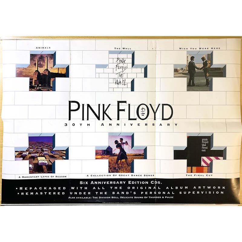 Pink Floyd 30th anniversary Poster/juliste Promo poster 61cm x 91cm kunto VG+ JULISTE