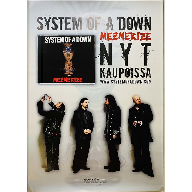 System Of A Down – Mezmerize, Begagnat Poster, år 2005 bredd 50cm  höjd 70 cm Promo poster 50cm x 70cm skick EX