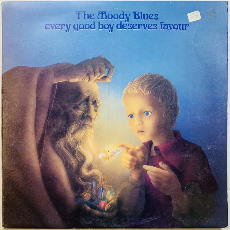 Moody Blues LP Every good boy deserves favour  kansi EX- levy G+ Käytetty LP
