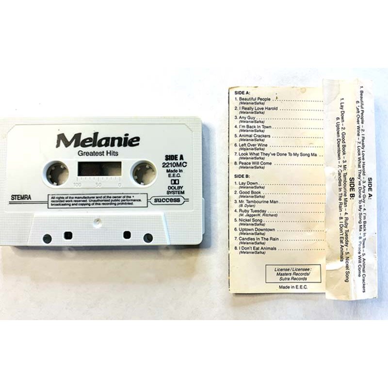Melanie: Greatest Hits kansipaperi VG , musiikkikasetin kunto EX käytetty kasetti