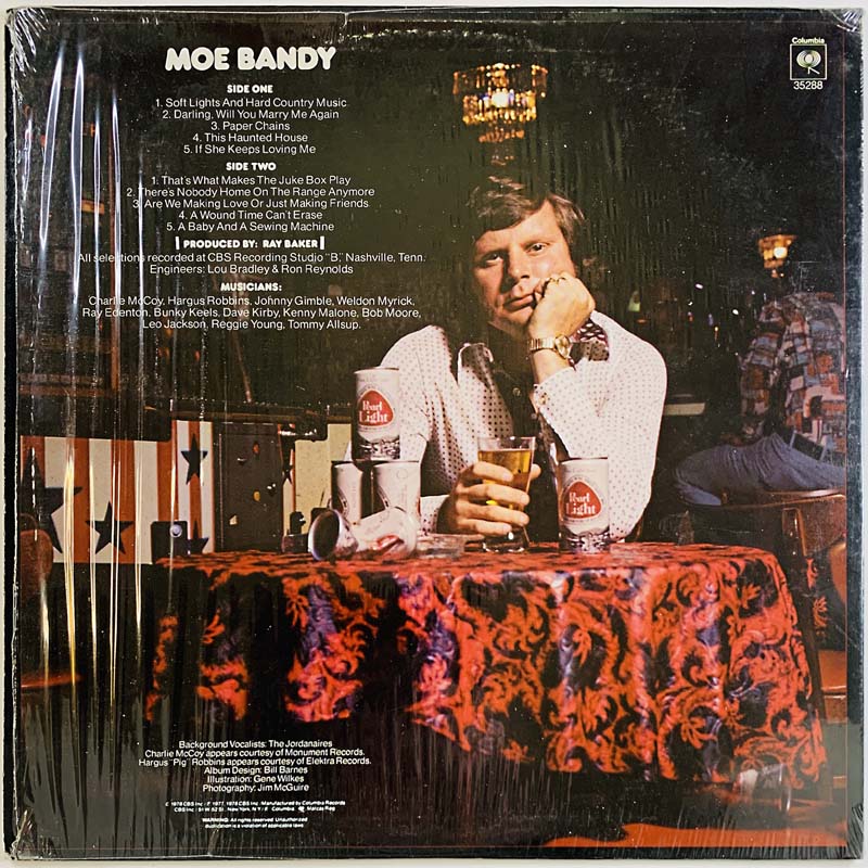 Bandy Moe LP Soft lights and hard country music  kansi EX levy EX Käytetty LP