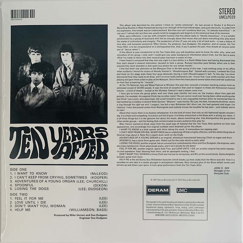 Ten Years After Ten Years After -67 LP-levyt  /  uusi tuote 1967 DERAM