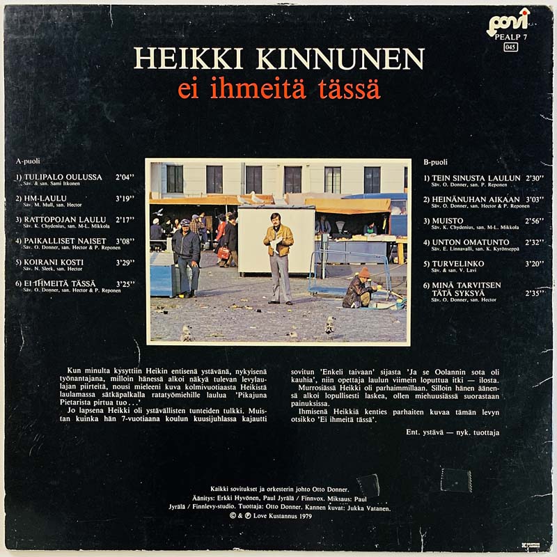 Kinnunen Heikki LP Ei ihmeitä tässä  kansi VG levy EX- Käytetty LP
