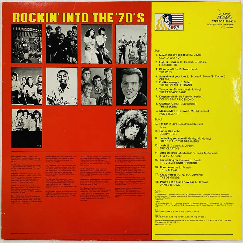 Clapton, Mayall, Cream, Who ym. LP Rockin' Into The '70's  kansi EX- levy EX LP