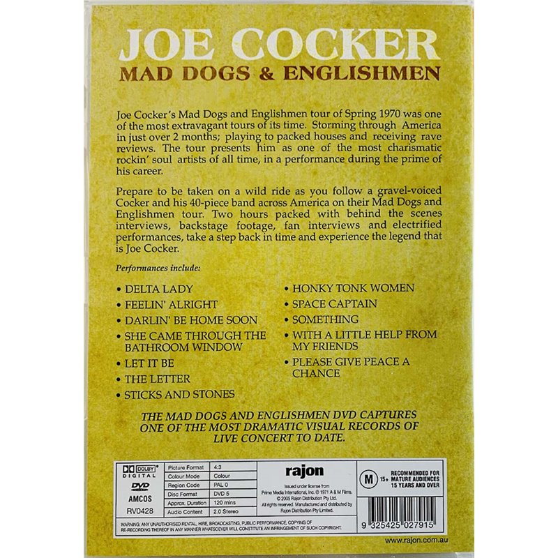 DVD - Cocker Joe DVD Mad Dogs & Englishmen live  kansi EX levy EX DVD