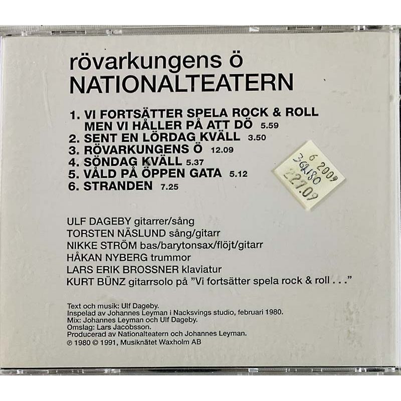 Nationalteatern CD Rövarkungens Ö  kansi EX levy VG+ Käytetty CD