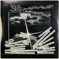 Blitz single 7” kuvakannella Never surrender / Razors in the night  kansi EX- levy EX vinyylisingle