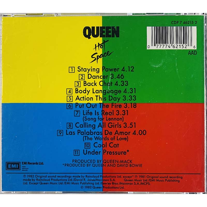 Queen CD Hot Soace  kansi EX levy EX Käytetty CD