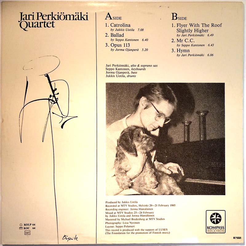 Jari Perkiömäki Quartet LP Jari Perkiömäki Quartet -85  kansi VG+ levy EX Käytetty LP