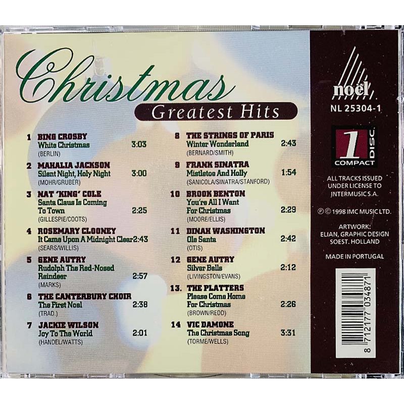 Bing Crosby, Frank Sinatra, Chuck Berry ym. CD Christmas Greatest Hits 3CD  kansi EX levy EX Käytetty CD