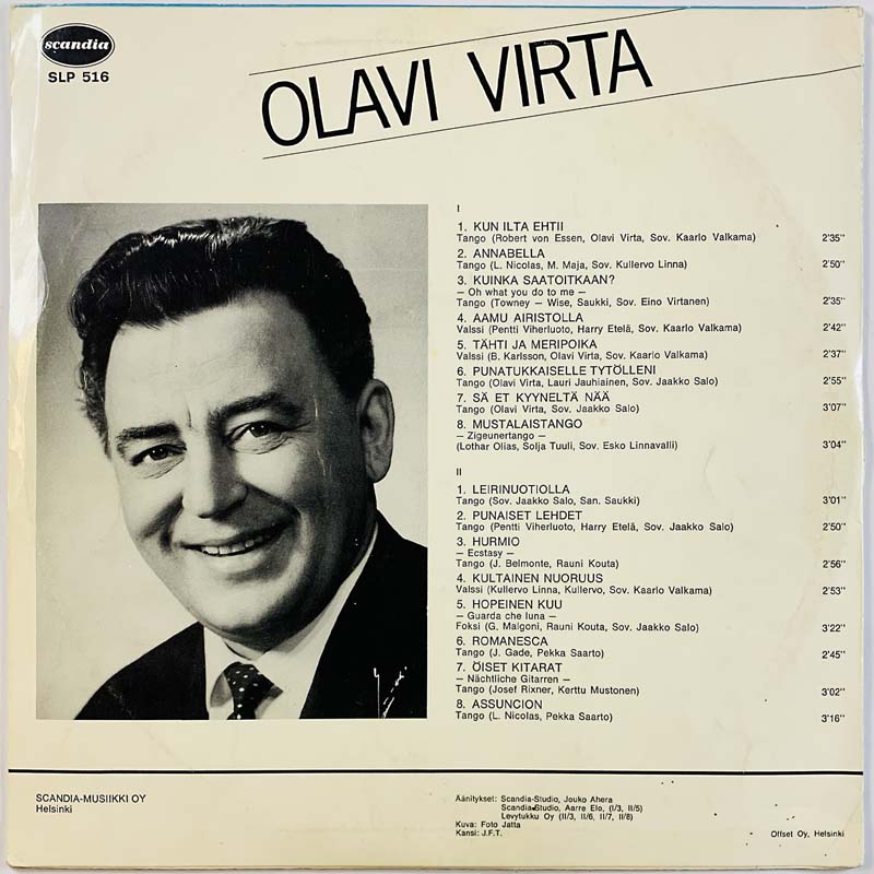 Virta Olavi LP Olavi Virta  kansi VG levy G- Käytetty LP