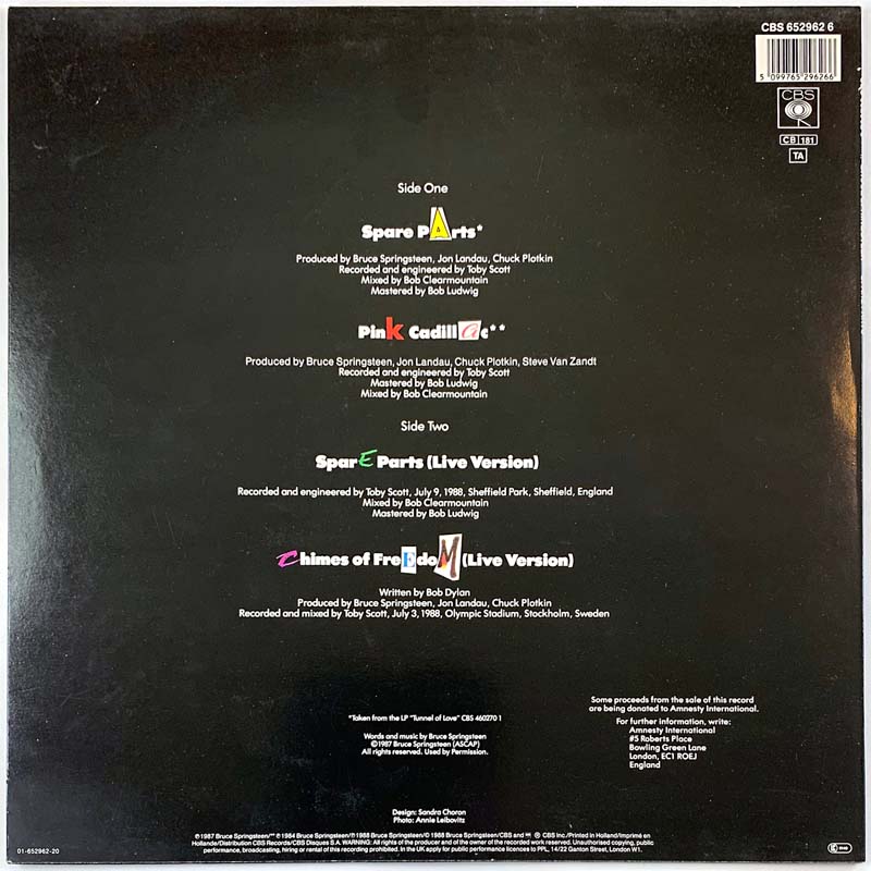 Springsteen Bruce LP Spare Parts 12-inch maxi  kansi EX levy EX Käytetty LP