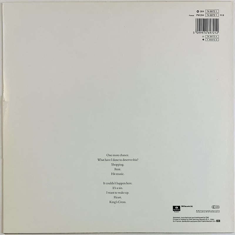 Pet Shop Boys LP Actually  kansi EX- levy EX Käytetty LP