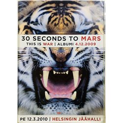 Thirty 30 Seconds To Mars, This Is War Käytetty juliste Promo poster 50cm x 70cm kunto EX JULISTE