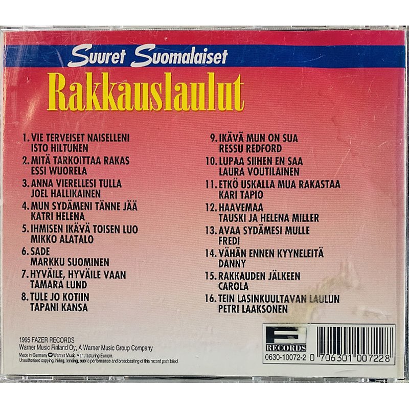 Markku Suominen, Tamara Lund ym. CD Suuret Suomalaiset Rakkauslaulut  kansi VG+ levy EX Käytetty CD