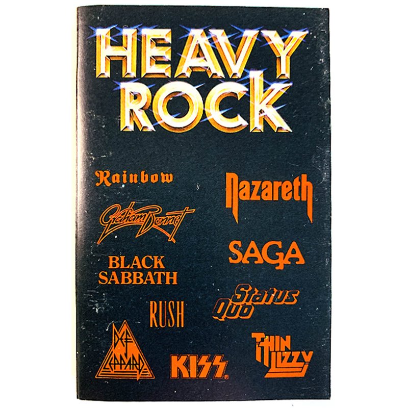 Rainbow, Thin Lizzy, Kiss, Black Sabbath ym.: Heavy Rock kansipaperi EX , musiikkikasetin kunto EX kasetti