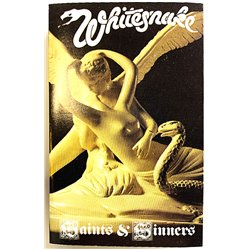 Whitesnake: Saints & Sinners kansipaperi EX , musiikkikasetin kunto EX kasetti