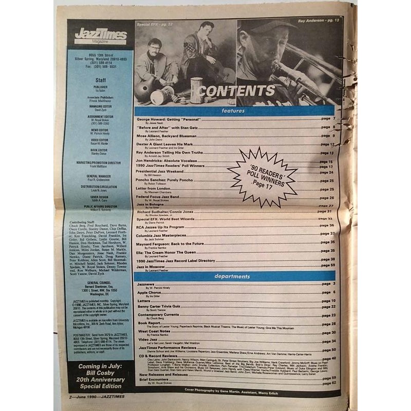 JazzTimes 1990 No.June Stan Getz,Benny Carter,Dexter Gordon Magazine