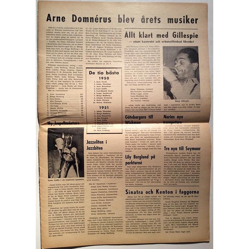 Estrad 1953 No.nummer 1 jan. Arne Domnerus,Dizzy Gillespie Magazine