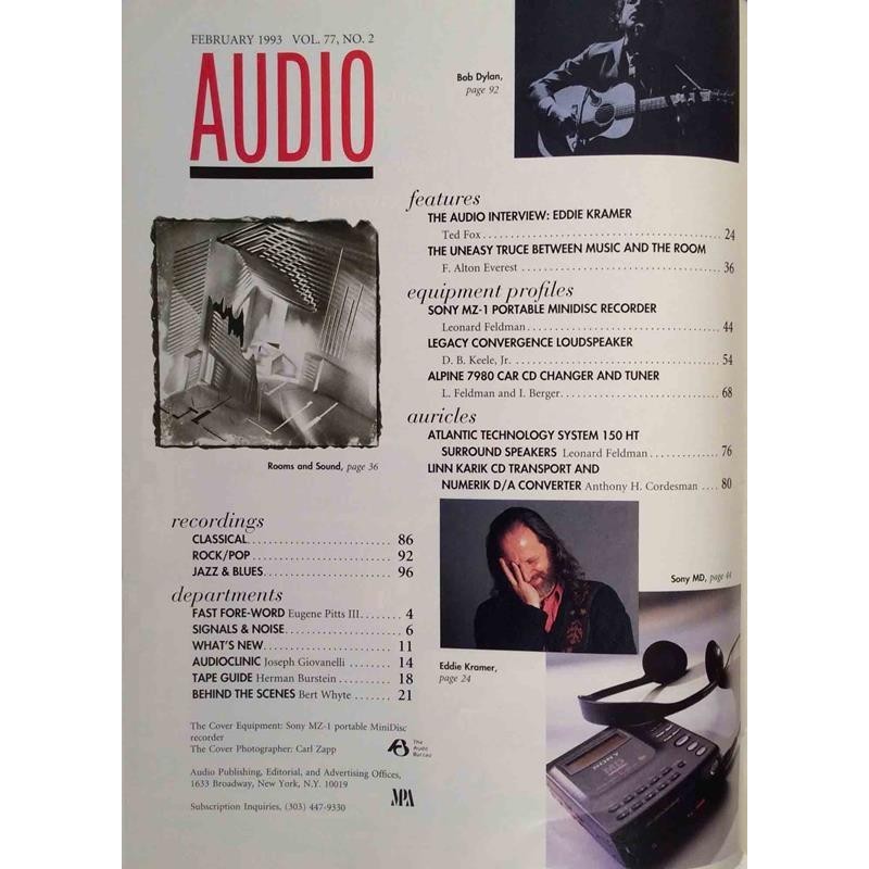 Audio 1993 No. FEBRUARY First test anywhere! Sony’s Minidisc Magazine