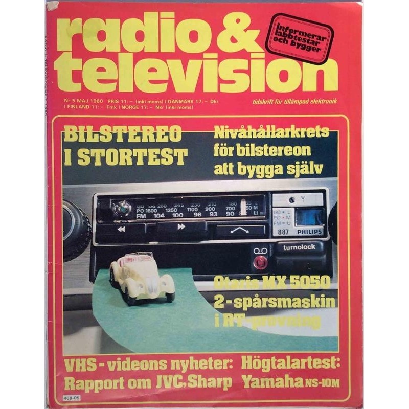 Radio & Television 1980 No. Nr.5 MAJ Bilstereo i stortest, Högtalartest, VHS-nyheter Magazine