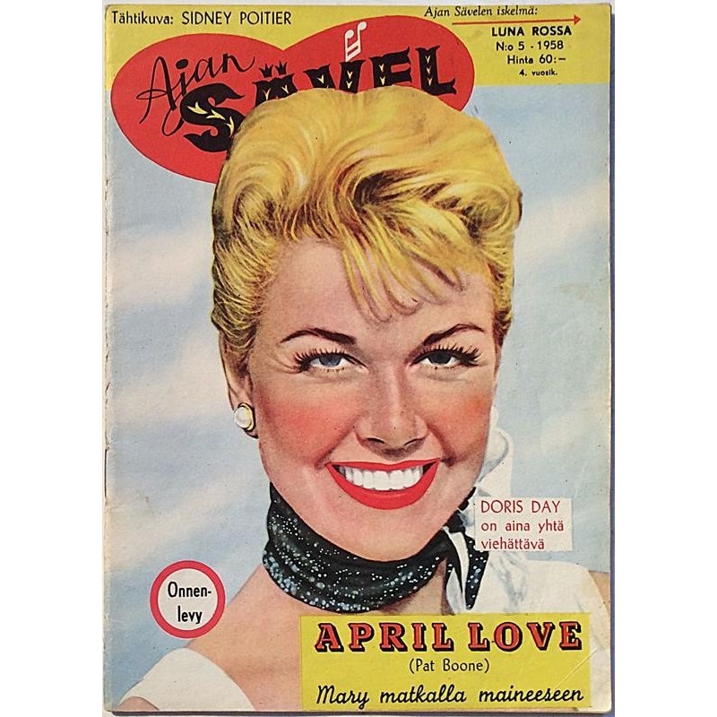 Ajan Sävel 1958 No. N:o 5 April Love Pat Boone, Sidney Poitier Magazine