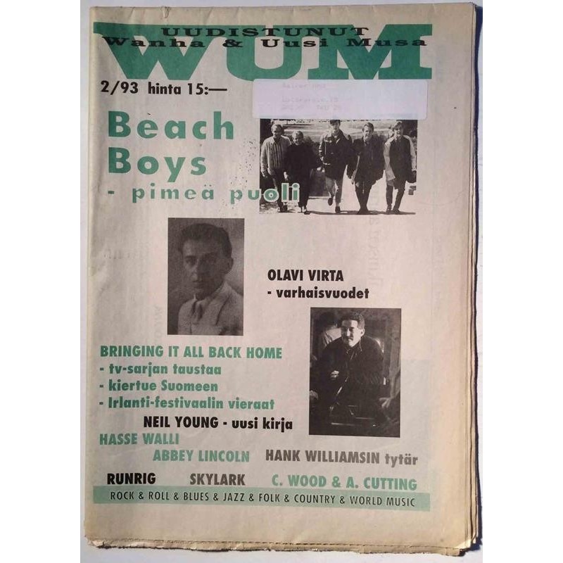 WUM Wanha & Uusi Musa 1993 No. 2 Beach Boys,Neil Young,Runrig,Olaci Virta Magazine