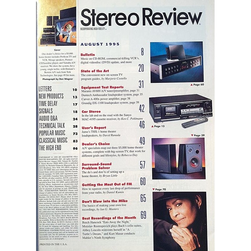Stereo Review 1995 No. August Pros build top-quality A/V systems on a budget Magazine