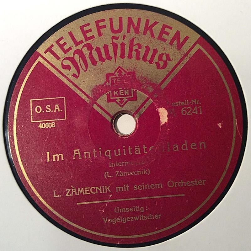 Zamecnik L. mit seinem Orchester: Im Antiquitätenladen / Vogelgezwitscher   kansi paperikansi/muovitasku levy VG savikiekko gram