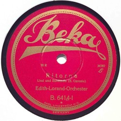 Lorand Edith Orchester: Ritorna / Sonja  kansi paperikansi/muovitasku levy VG savikiekko gramofonilevy