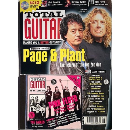 Total Guitar 1998 6 robert plant,jimmy page,jimi hendrix,pink floyd,eagles Magazine + CD