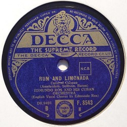 Ros Edmundo and his Cuban Orchestra: In chi-chi-castenango / Rum and limonada  kansi paperikansi/muovitasku levy VG+ savikiekko 