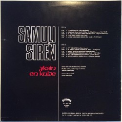 Siren Samuli: Yksin en kulje  kansi EX levy EX Käytetty LP