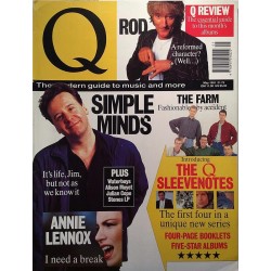 Q 1991 56 may Simple Minds, Rod Stewart, Farm, Gary Numan aikakauslehti