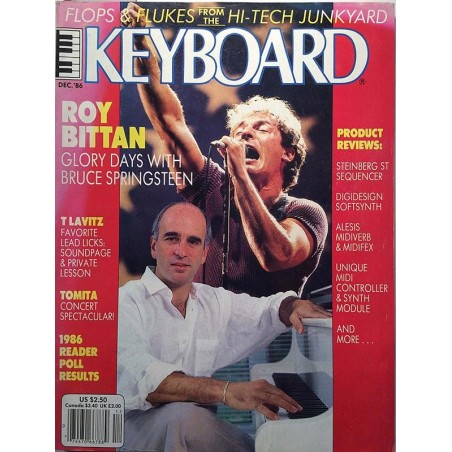 Keyboard lehti + flexi single-levy 1986 December Roy Bittan glory days with Bruce springsteen aikakauslehti