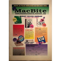 MacBite tarjouskuvasto 1993 Kevät Simmit päivän hintaan 4MB 1950.- Tuote-esite tietokone