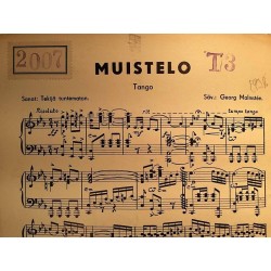 Iskelmiä pianolle 1940’s  Georg Malmsten: Muistelo Sheet music