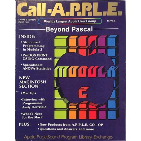 Call A.P.P.L.E. Magazine 1985 March Beyond Pascal aikakauslehti tietokone