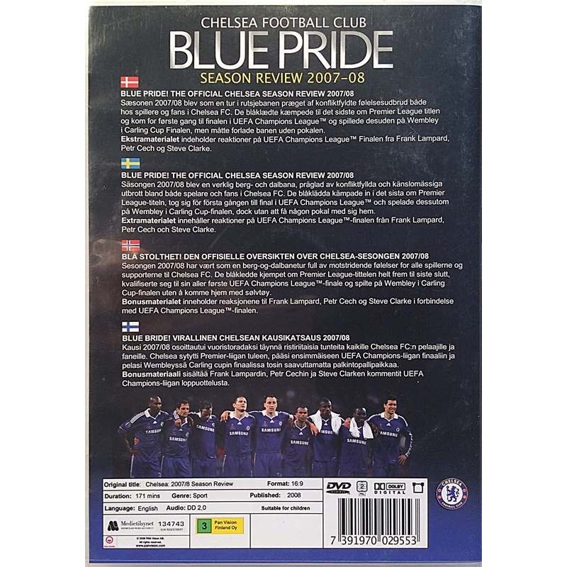 DVD - DOKUMENTTI :  BLUE PRIDE- CHELSEA SEASON REVIEW 2007-2008  2008 DOKUMENTTI - Ei valmistajatietoa tuotelaji: DVD