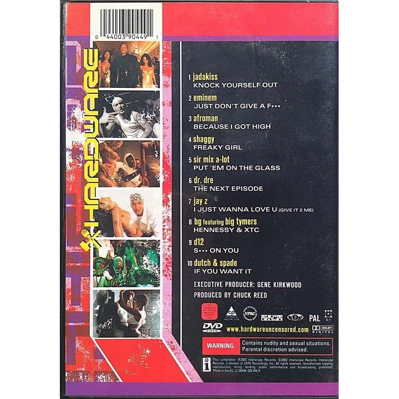 DVD - VARIOUS ARTISTS :  HIP HOP  -UNCENSORED VIDEOS VOL.1 :   2003 RB INTERSCOPE tuotelaji: DVD