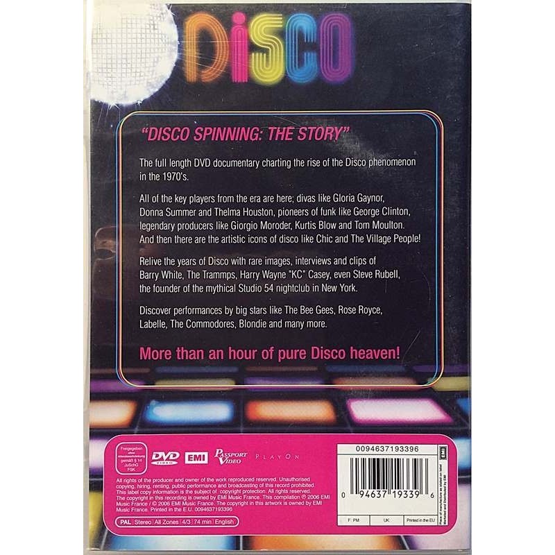 DVD - VARIOUS ARTISTS :  DISCO SPINNING:THE STORY FULL  DISCO IN THE 1970’S  1970’S RB EMI tuotelaji: DVD