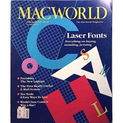 Macworld Macintosh Magazine 1987 February Laser Fonts, Portables the new Laptops aikakauslehti