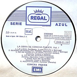 Piquer Concha 1975 1 J048-24.157 La Obra De Concha Piquer Vol. I LP ingen omslag