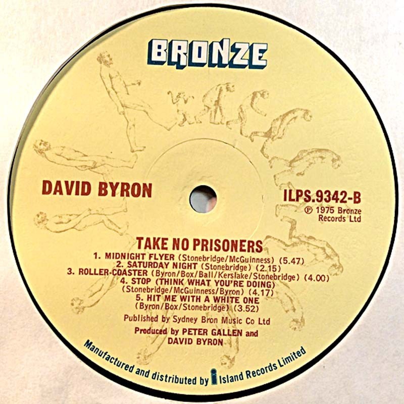 Byron David: Take no prisoners  kansi Ei kuvakantta levy EX- kanneton LP