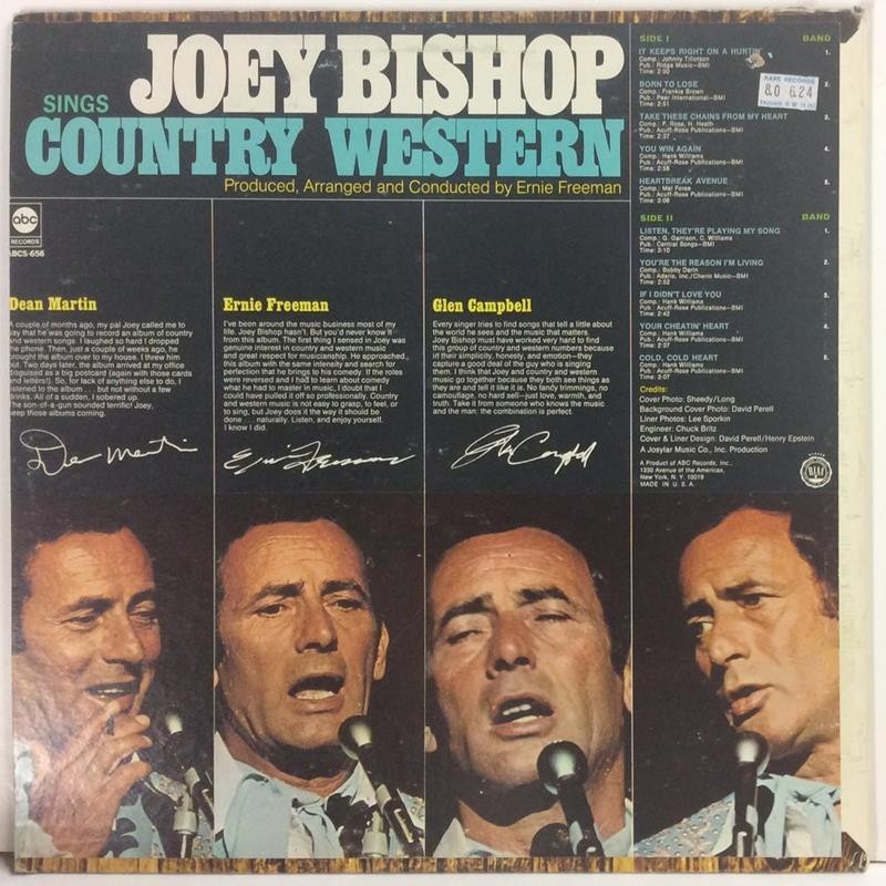 BISHOP JOEY :  SINGS COUNTRY WESTERN   COUNTRY ABC RECORDS  kansi  VG+ levy  EX-