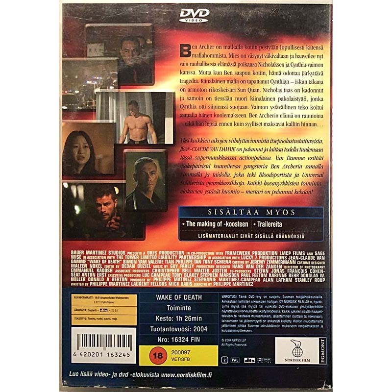 DVD - Elokuva: Wake of Death, Van Damme  kansi EX levy EX Käytetty DVD