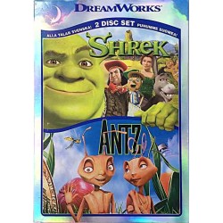 DVD - Elokuva 2001/1998  Shrek + Antz 2DVD puhumme suomea Used DVD