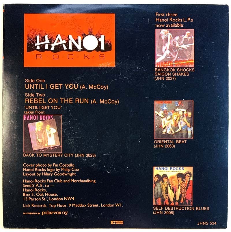 Hanoi Rocks Until I Get You Rebel On The Run 7 Single Kuvakannella